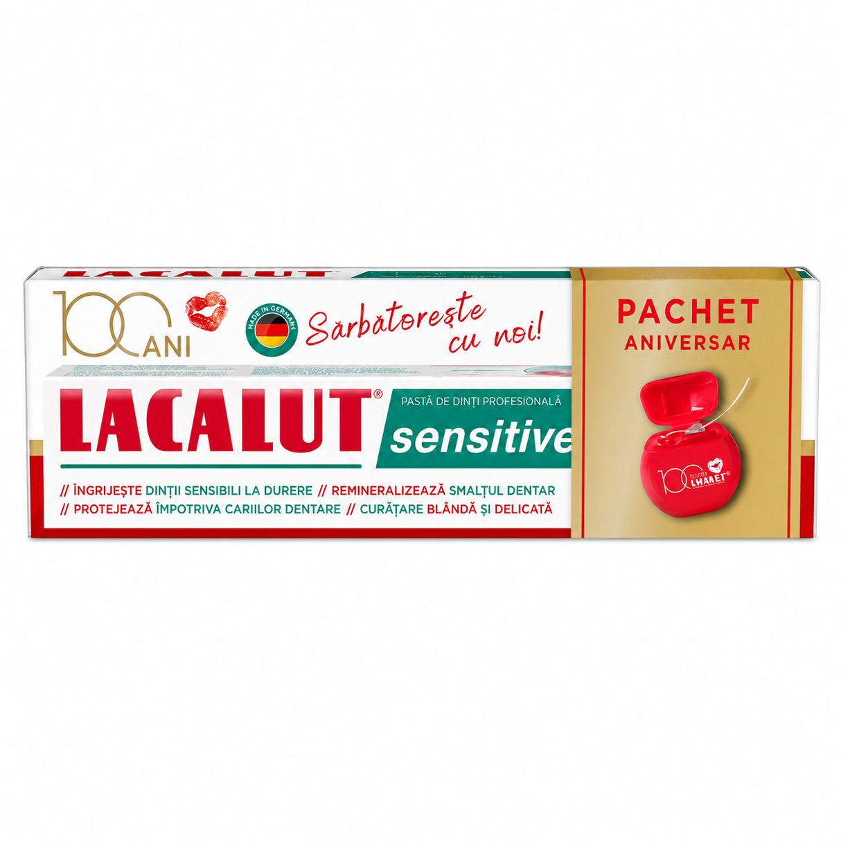 Set Pasta de dinti Sensitive, 75ml + Ata dentara, Lacalut