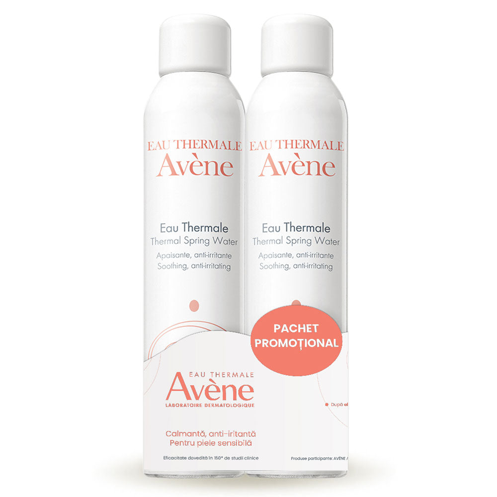 Apa termala Avene Eau Thermale, 150ml + 150ml, Pachet Promotional