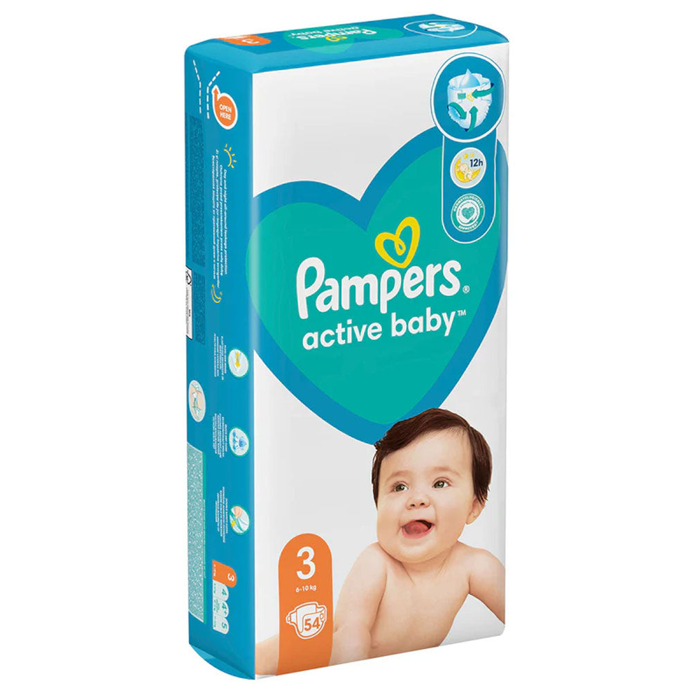 Scutece pentru bebelusi Active Baby, Marimea 3, 6-10kg, 54 Bucati, Pampers