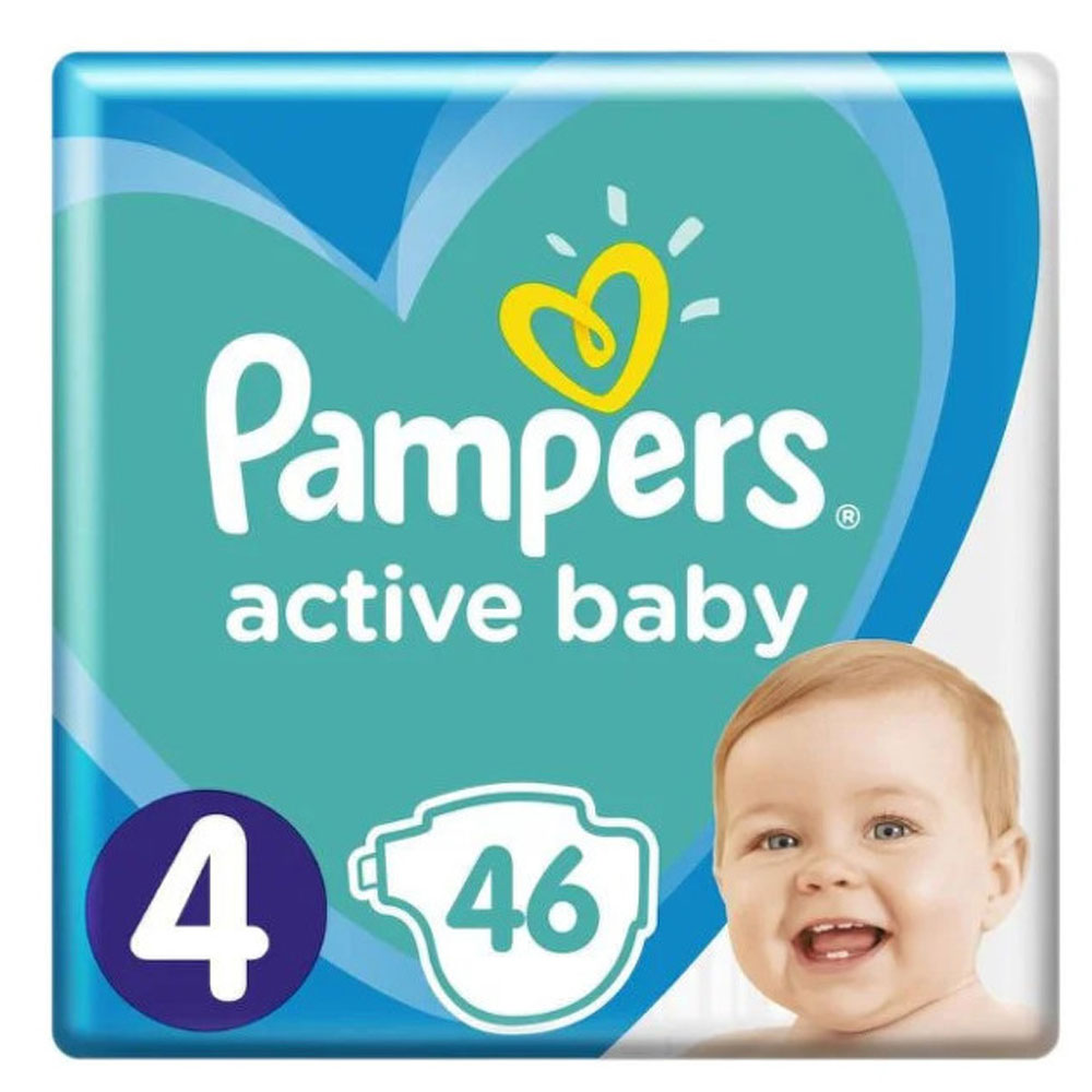Scutece pentru bebelusi Active Baby, Marimea 4, 9-14kg, 46 Bucati, Pampers
