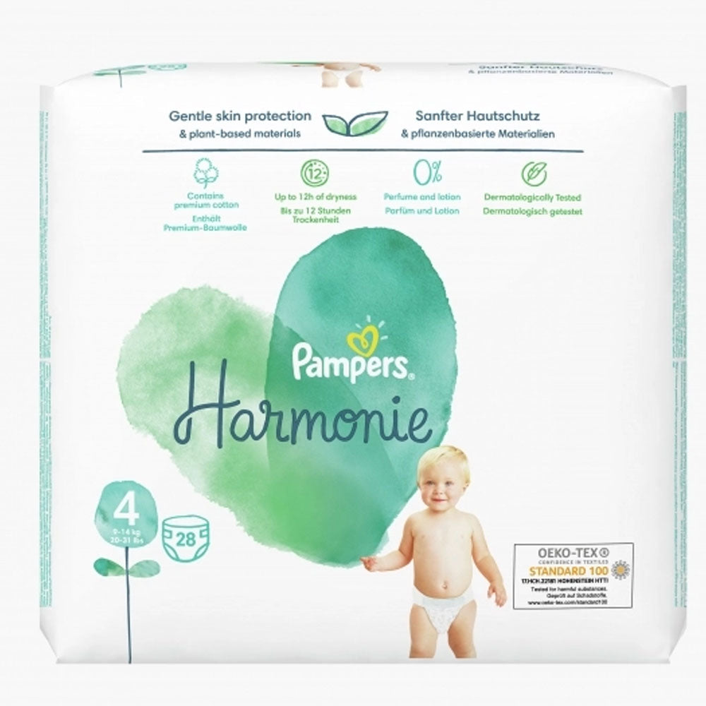 Scutece pentru bebelusi Harmonie, Marimea 4, 9-14kg, 19 Bucati, Pampers