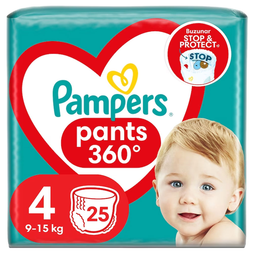 Scutece pentru bebelusi Pants, Marimea 4, 9-15kg, 25 Bucati, Pampers