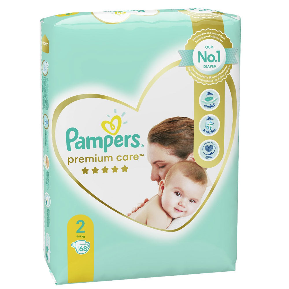 Scutece pentru bebelusi Premium Care, Marimea 2, 4-8kg, 68 Bucati, Pampers