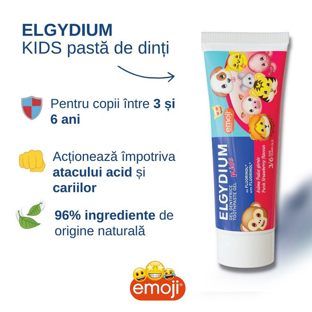 Pasta de dinti cu Aroma de Capsuni, 3-6 ani, 50ml, Elgydium
