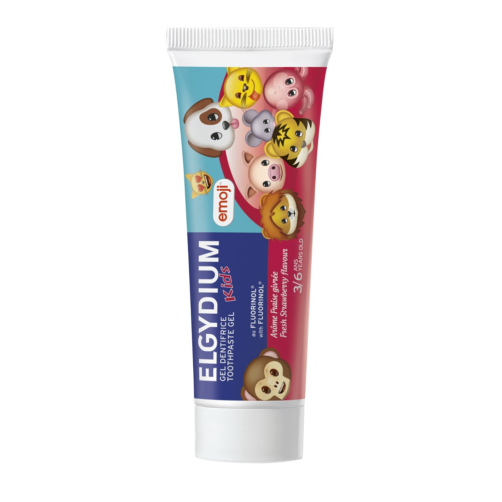 Pasta de dinti pentru copii intre 3 si 6 ani cu aroma de capsuni Kids Emoji, 50ml, Elgydium