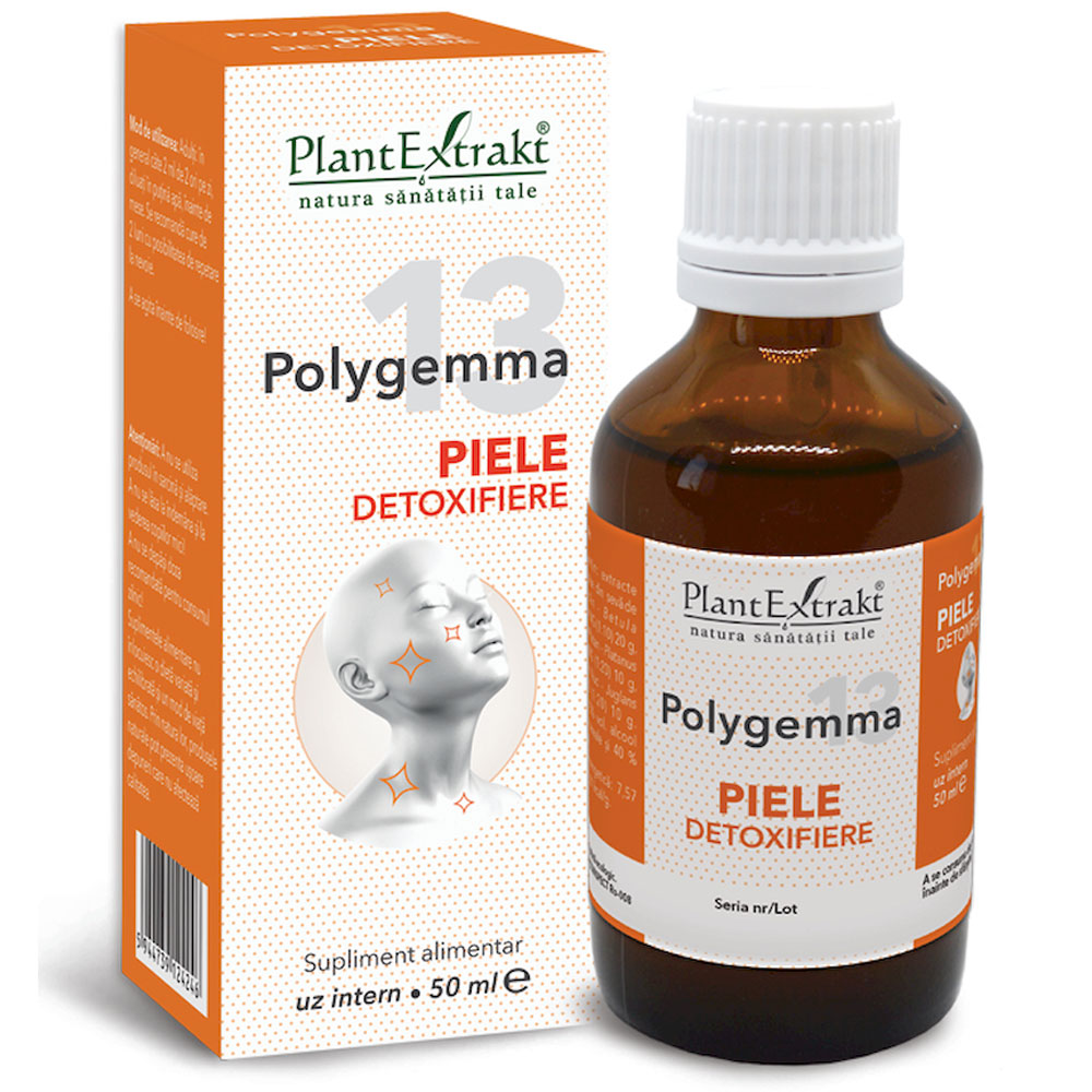 Sirop Polygemma 13 Piele Detoxifiere, 50ml, Plant Extrakt