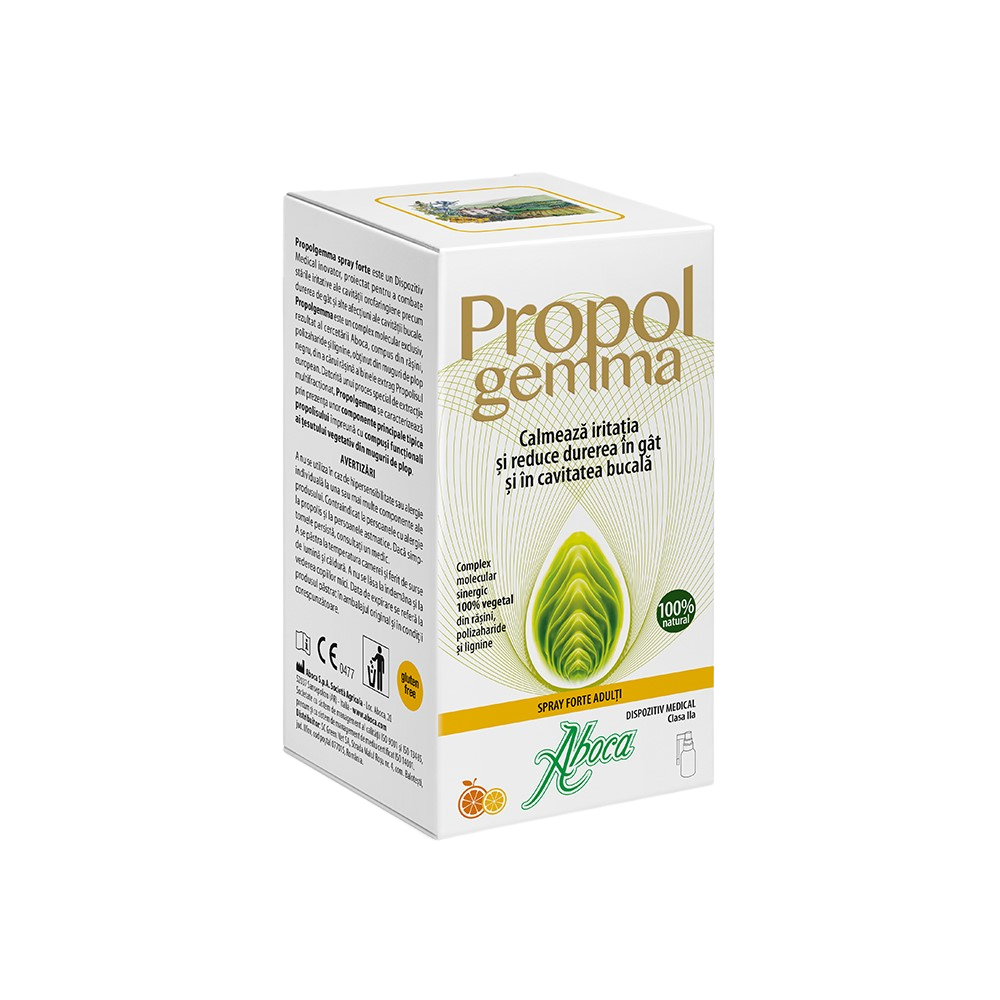 Spray de gat cu alcool pentru adulti Propolgemma Forte, 30 ml, Aboca