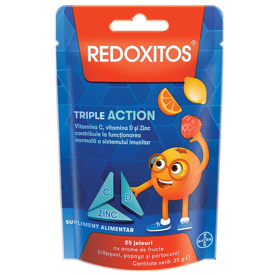 Jeleuri cu Vitamina C Redoxitos Triple Action, 25 Jeleuri, Bayer