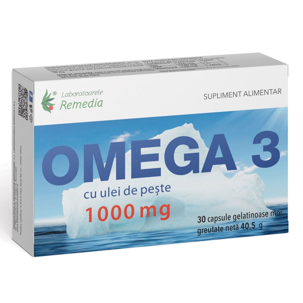 Omega 3 cu Ulei de Peste 1000mg, 30 Capsule, Laboratoarele Remedia