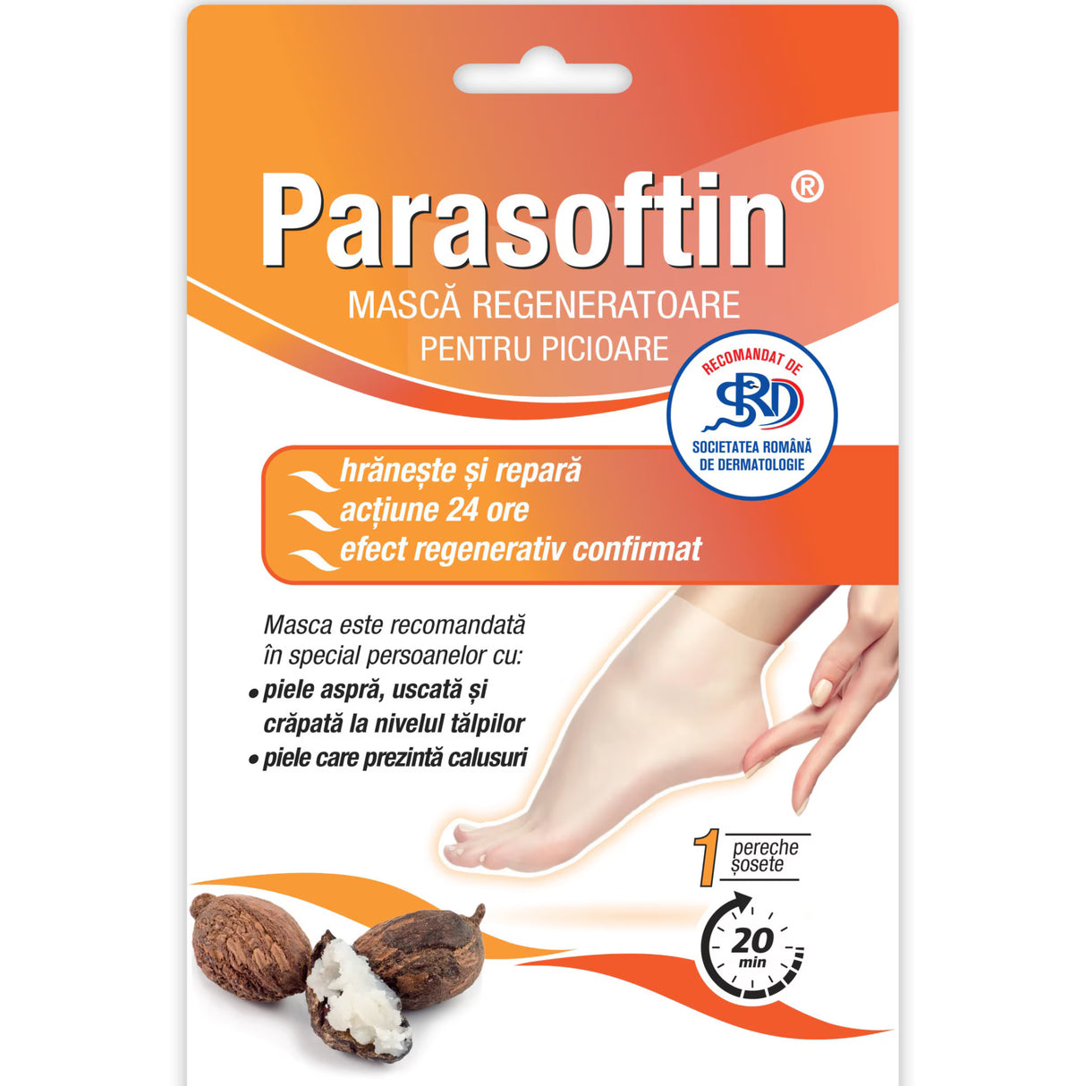 Masca regeneratoare pentru picioare Parasoftin, 1 pereche, Zdrovit
