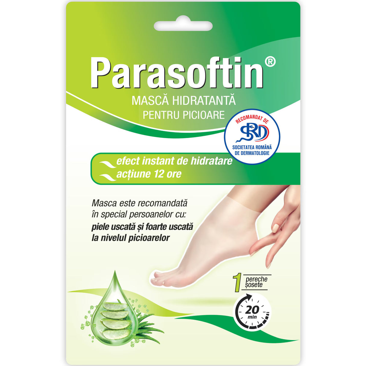 Masca hidratanta pentru picioare Parasoftin, 1 pereche, Zdrovit