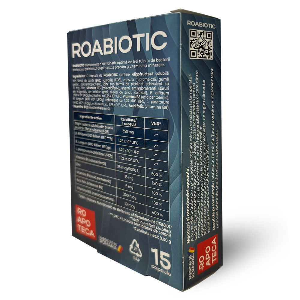 ROABIOTIC - Formula avansata cu probiotice, prebiotice si vitamine pentru flora intestinala si imunitate