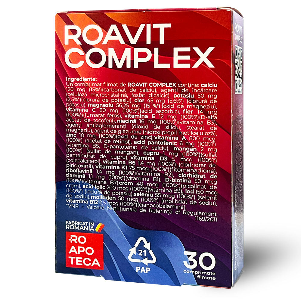 ROAVIT COMPLEX - Complex premium de vitamine si minerale pentru energie, imunitate si vitalitate zilnica