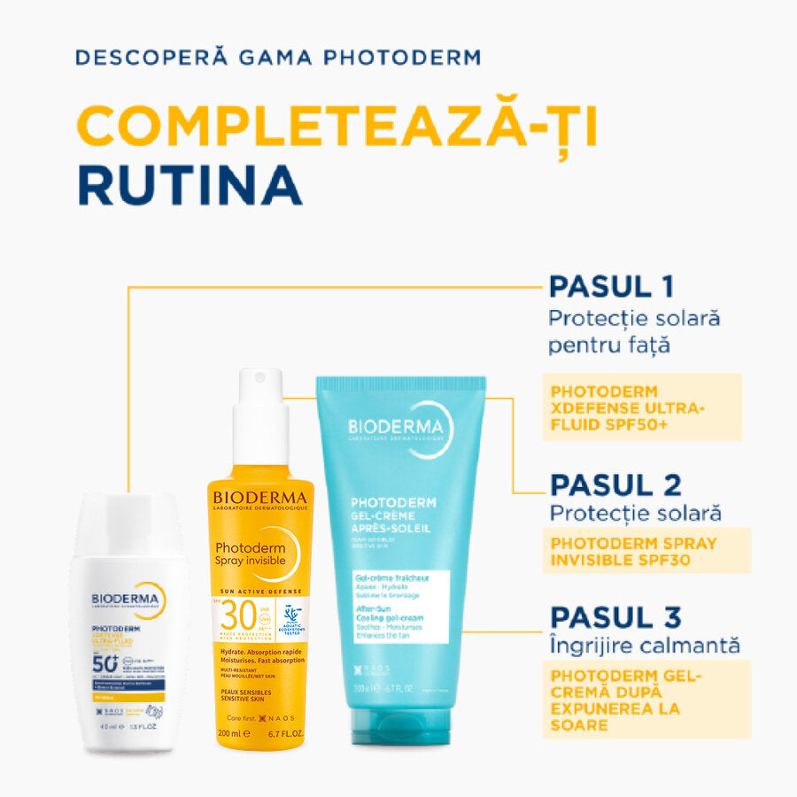 Fluid invizibil cu protectie solara SPF 50+ Photoderm Xdefense Tone 04, 40ml, Bioderma (Copy)