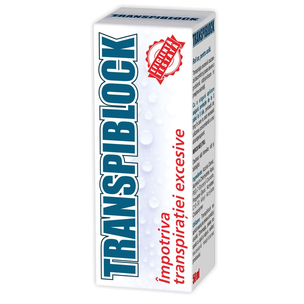 Roll-on Antiperspirant Transpiblock impotriva Transpiratiei Excesive, 50ml, Zdrovit