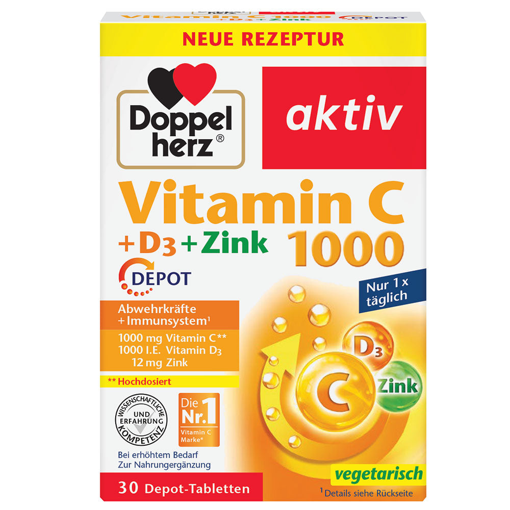 Vitamina C 1000mg + Vitamina D3 + Zinc, 30 Comprimate, Doppelherz