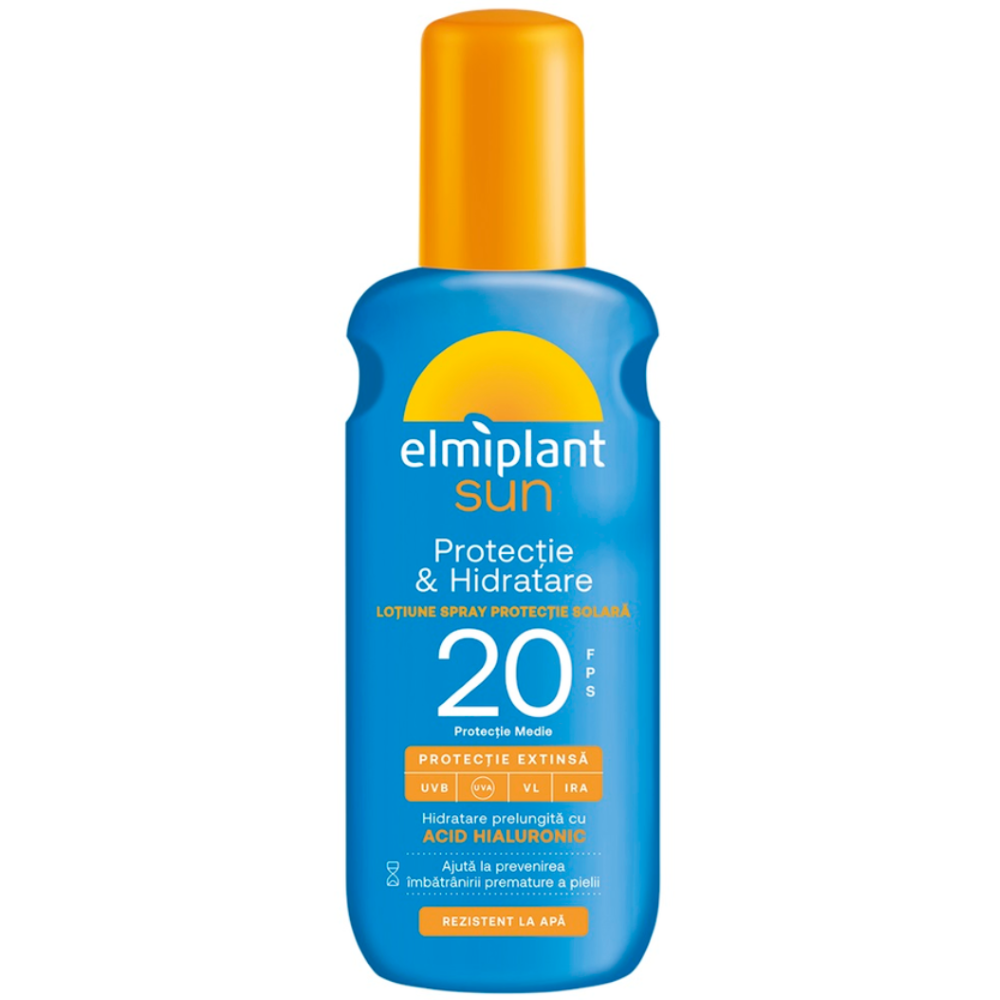 Lotiune spray cu protectie solara SPF 20 Protectie & Hidratare, 200 ml, Elmiplant Sun