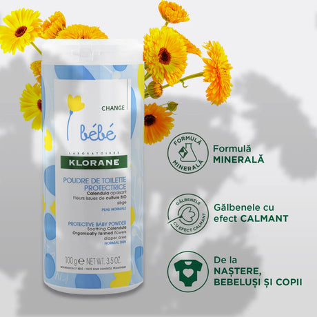 Pudra protectoare pentru copii, 100g, Klorane Bebe