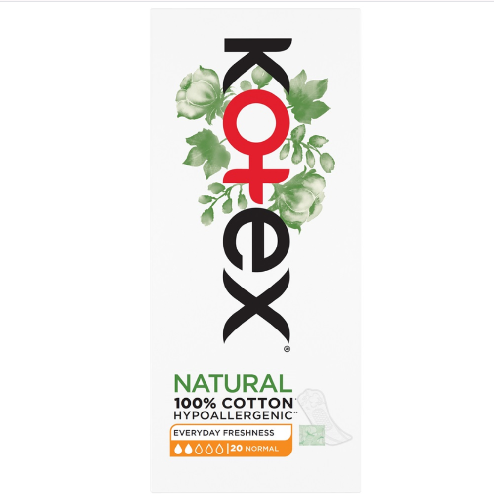 Absorbante zilnice Normal Natural, 20 bucati, Kotex