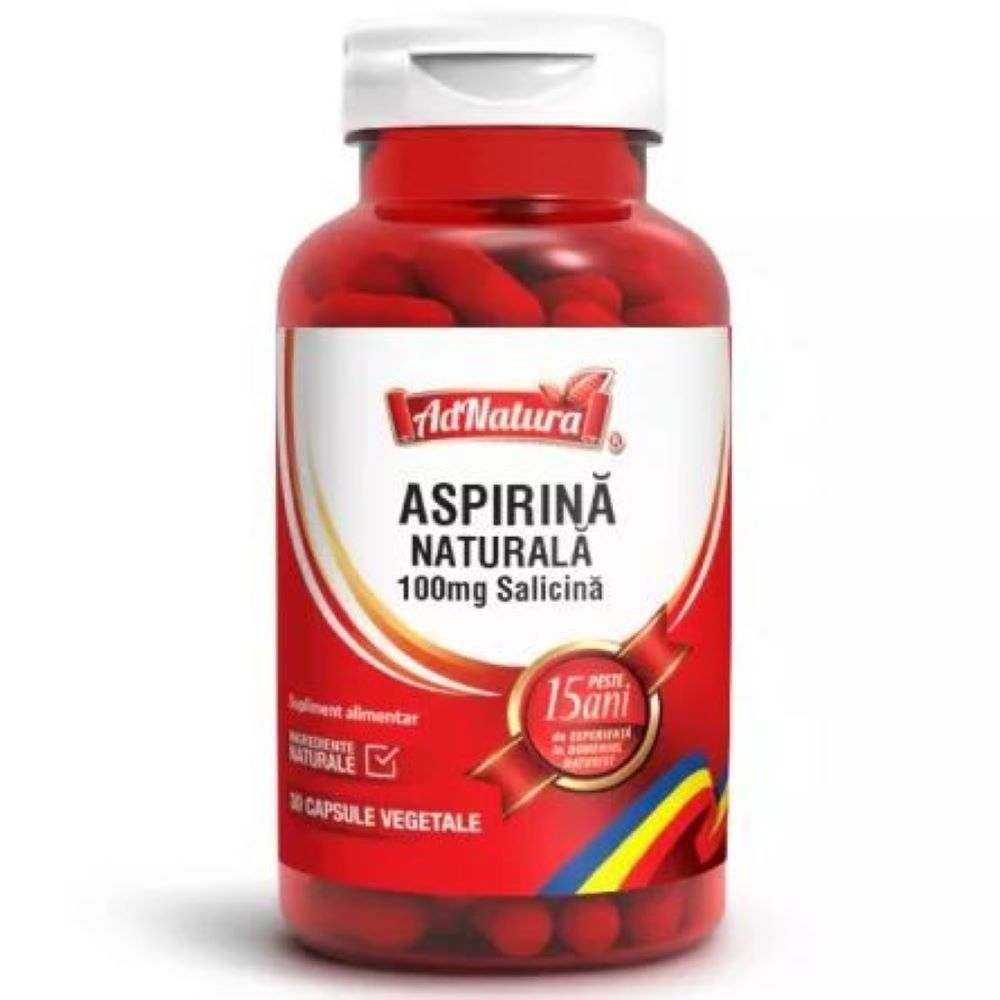 Aspirina Naturala, 100 mg Salicina, 60 capsule, AdNatura
