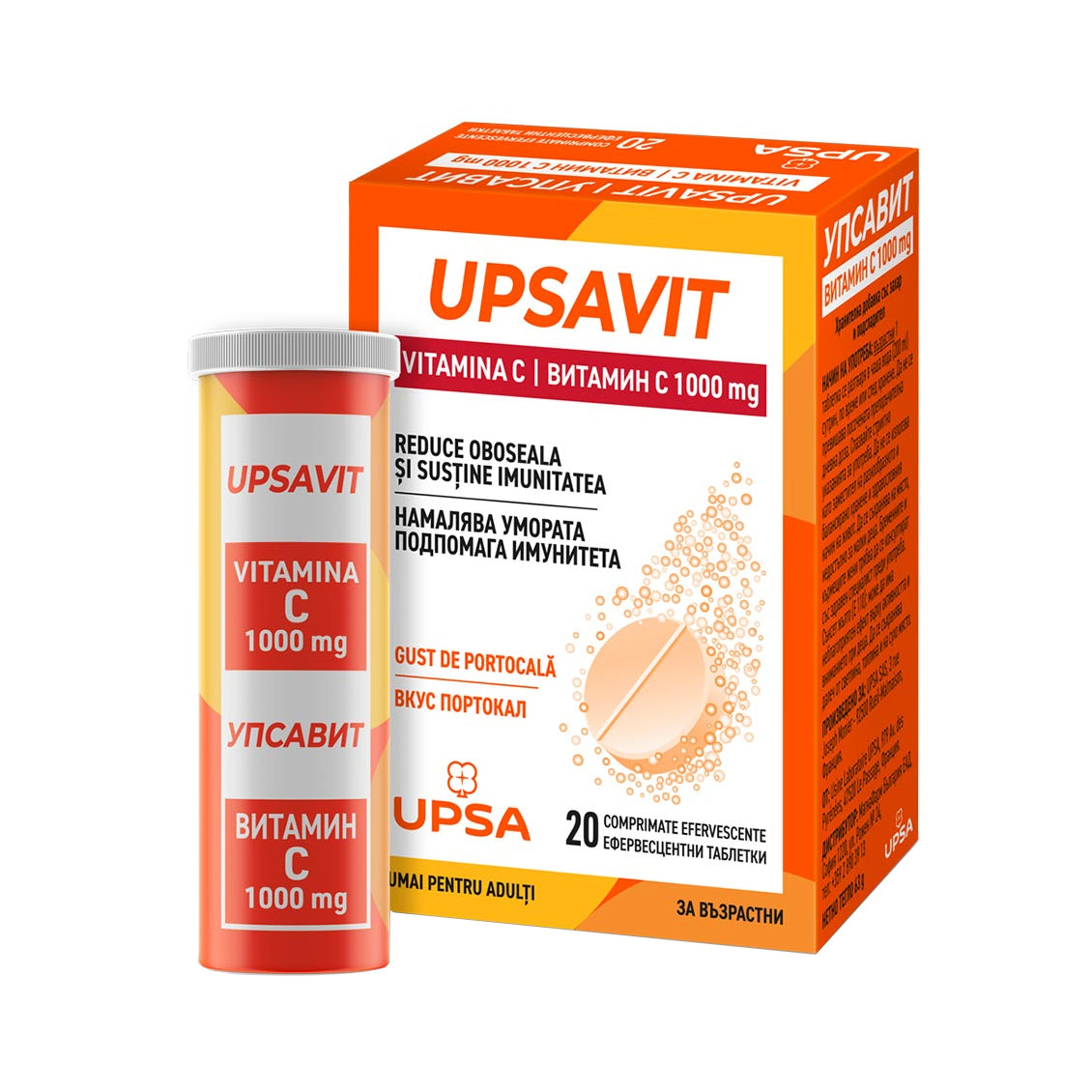 Vitamina C Upsavit, 1000mg, 20 comprimate efervescente, Upsa