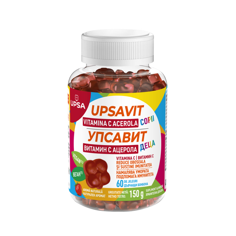 Upsavit Vitamina C Acerola pentru copii, 60 jeleuri, Upsa