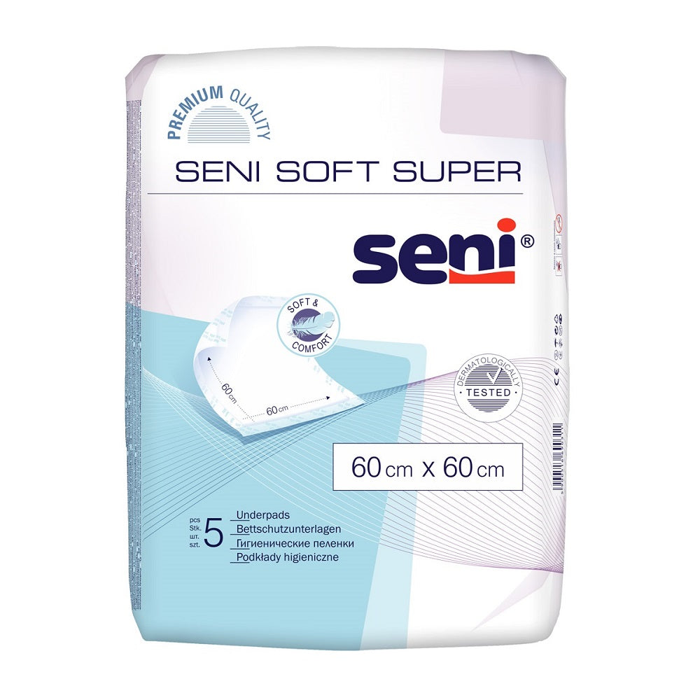 Aleze de protectie Soft Super, 60cm x 60cm, 5 bucati, Seni