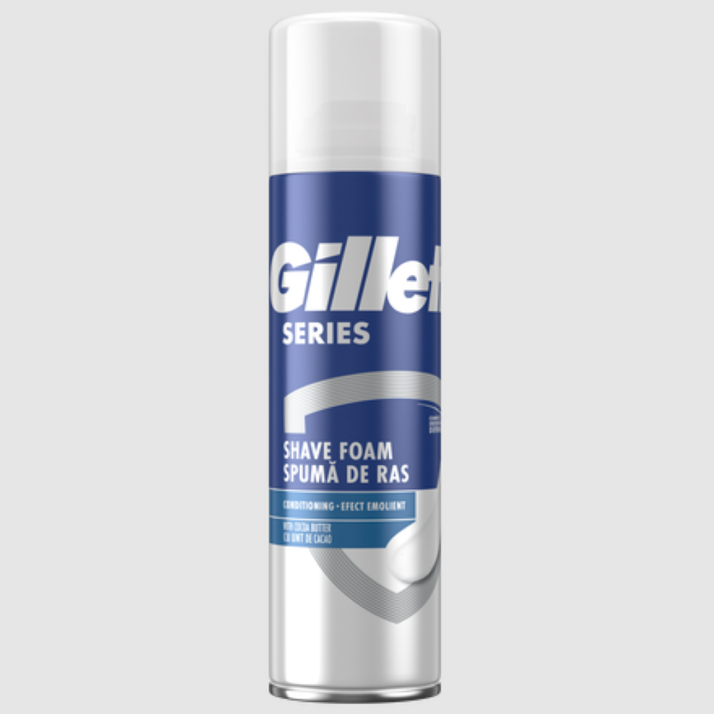 Spuma de ras cu efect de balsam cu unt de cacao Series, 250 ml, Gillette