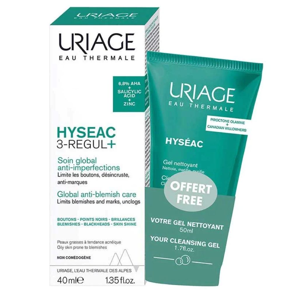 Uriage Hyséac – Set anti-imperfectiuni 3-Regul+ 40 ml + Gel de curatare 50 ml