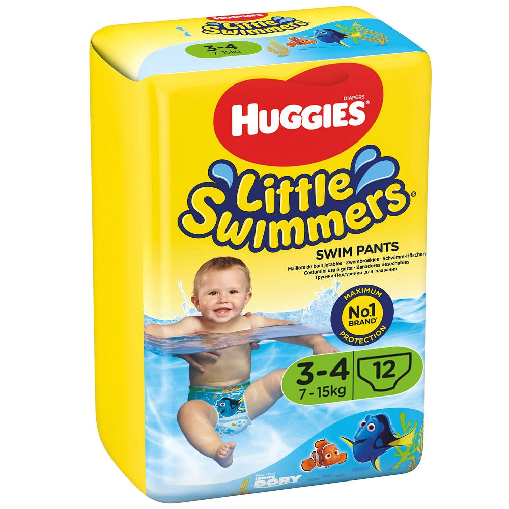 Scutece pentru bebelusi impermeabile Little Swimmers, Marimea 3-4, 7-15kg, 12 bucati, Huggies