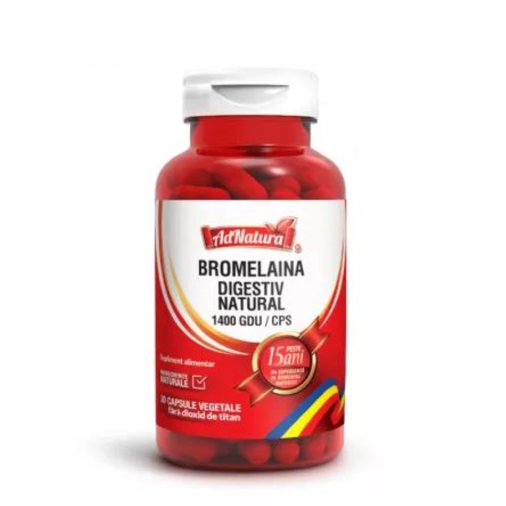 Digestiv natural, 1400 GDU Bromelaina, 60 capsule, AdNatura