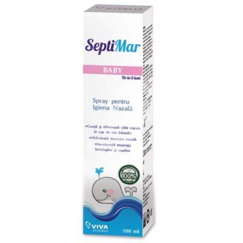 Spray pentru igiena nazala cu apa de mare izotona, 100ml, Septimar Baby