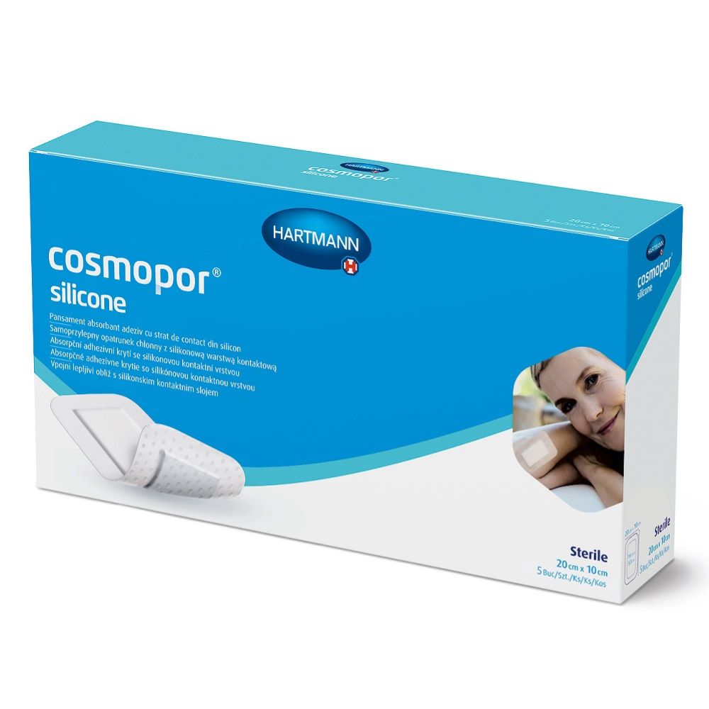 Plasturi autoadezivi Cosmopor Silicone, 35 x 10cm, 5 bucati, Hartmann