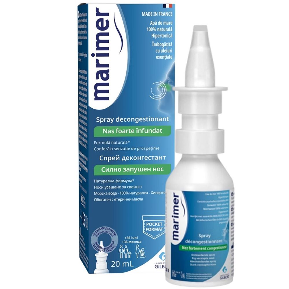 Spray nazal hipertonic cu uleiuri esentiale Marimer, 20ml, Gilbert