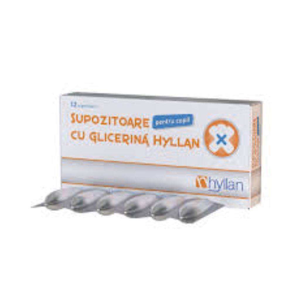Supozitoare cu glicerina pentru copii, 1500 mg, 12 bucati, Hyllan