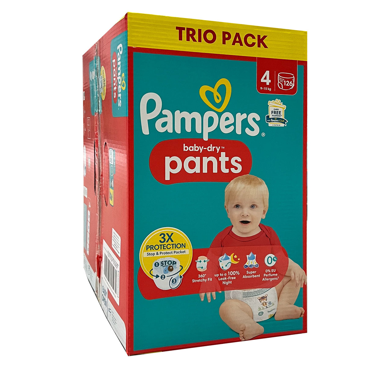 Scutece pentru bebelusi Baby Dry Pants, Marimea 4, 9-15kg, 126 Bucati, Pampers