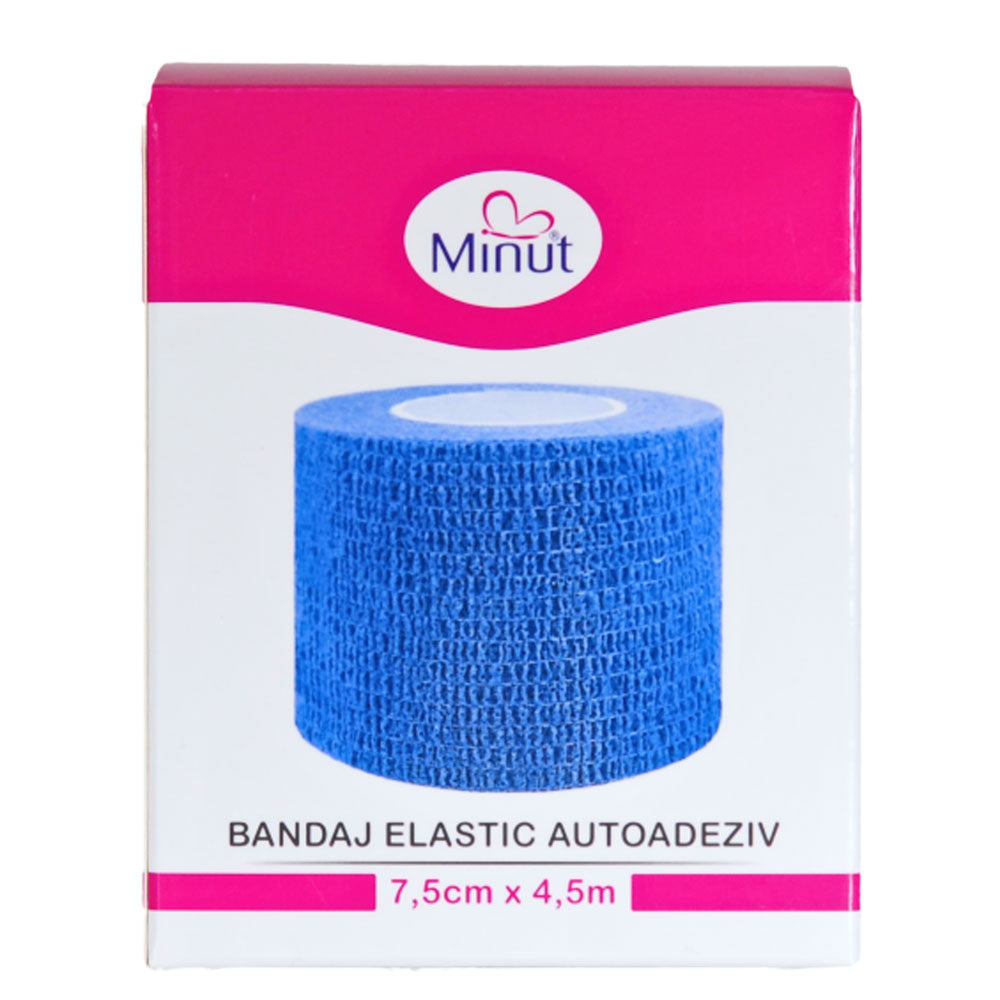 Bandaj elastic autoadeziv neutru, 7,5cm x 4,5m, Minut