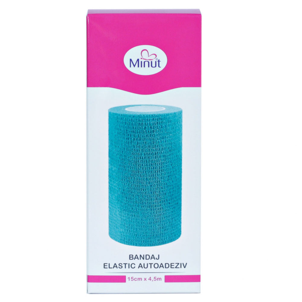 Bandaj elastic autoadeziv verde 10cm x 4,5m, Minut