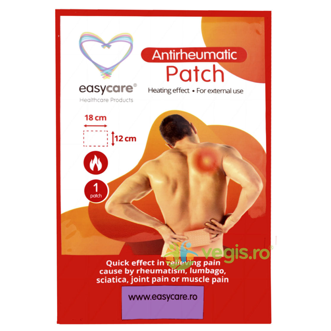 Plasture antireumatic Plasture Antireumatic cu Efect de Incalzire 12/18cm x 1 bucata, Easy Care