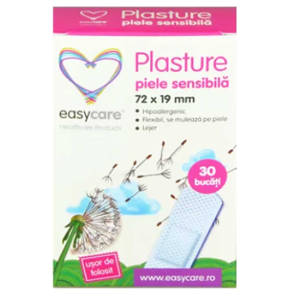 Plasturi pentru piele sensibila, 72mm x 19mm, 30 bucati, EasyCare