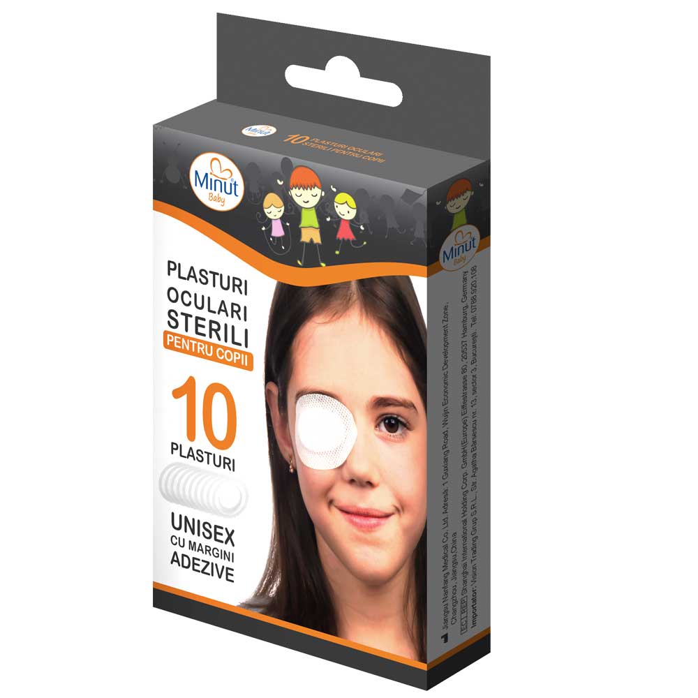 Plasturi oculari sterili pentru copii, 10 bucati, Minut