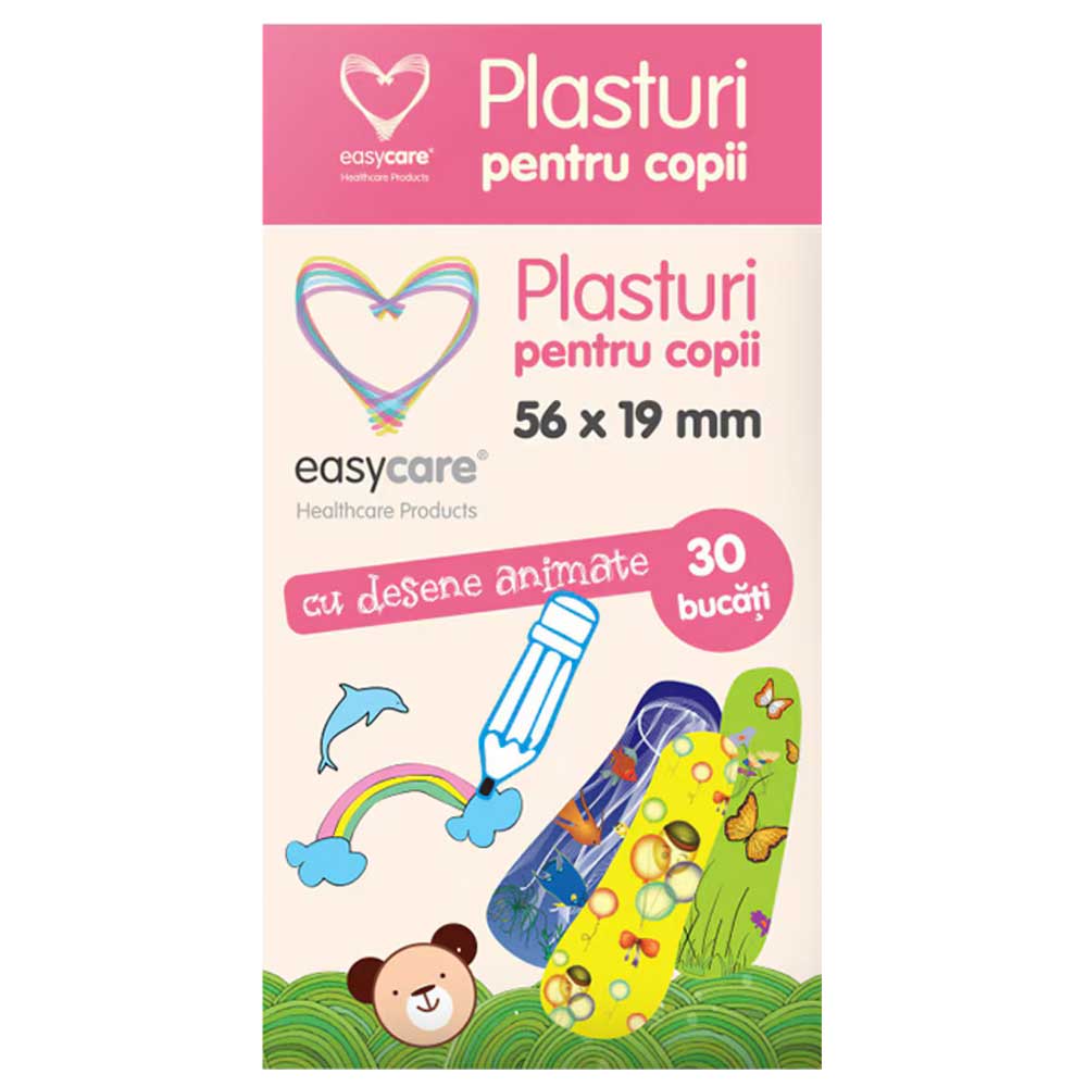 Plasturi pentru copii cu figurine 56mm x 19mm Easycare Baby, 30 Bucati