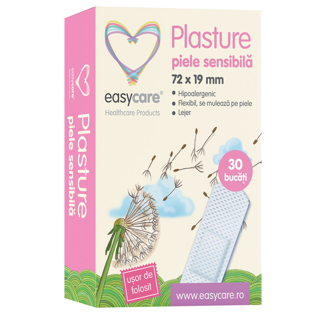 Plasturi pentru piele sensibila, 72mm x 19mm, 30 bucati, EasyCare