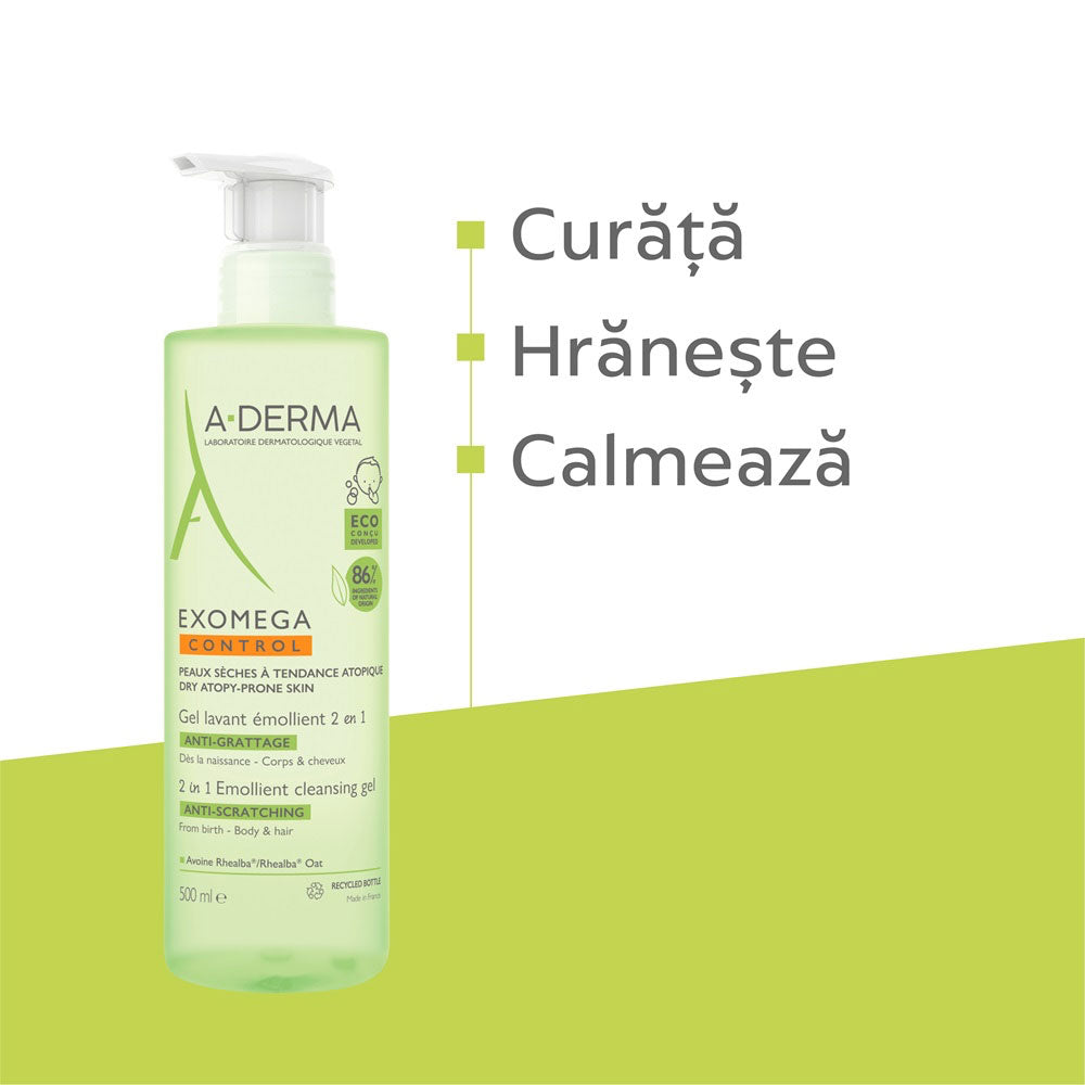 Gel spumant 2 in 1 Exomega Control, 500ml, A-Derma