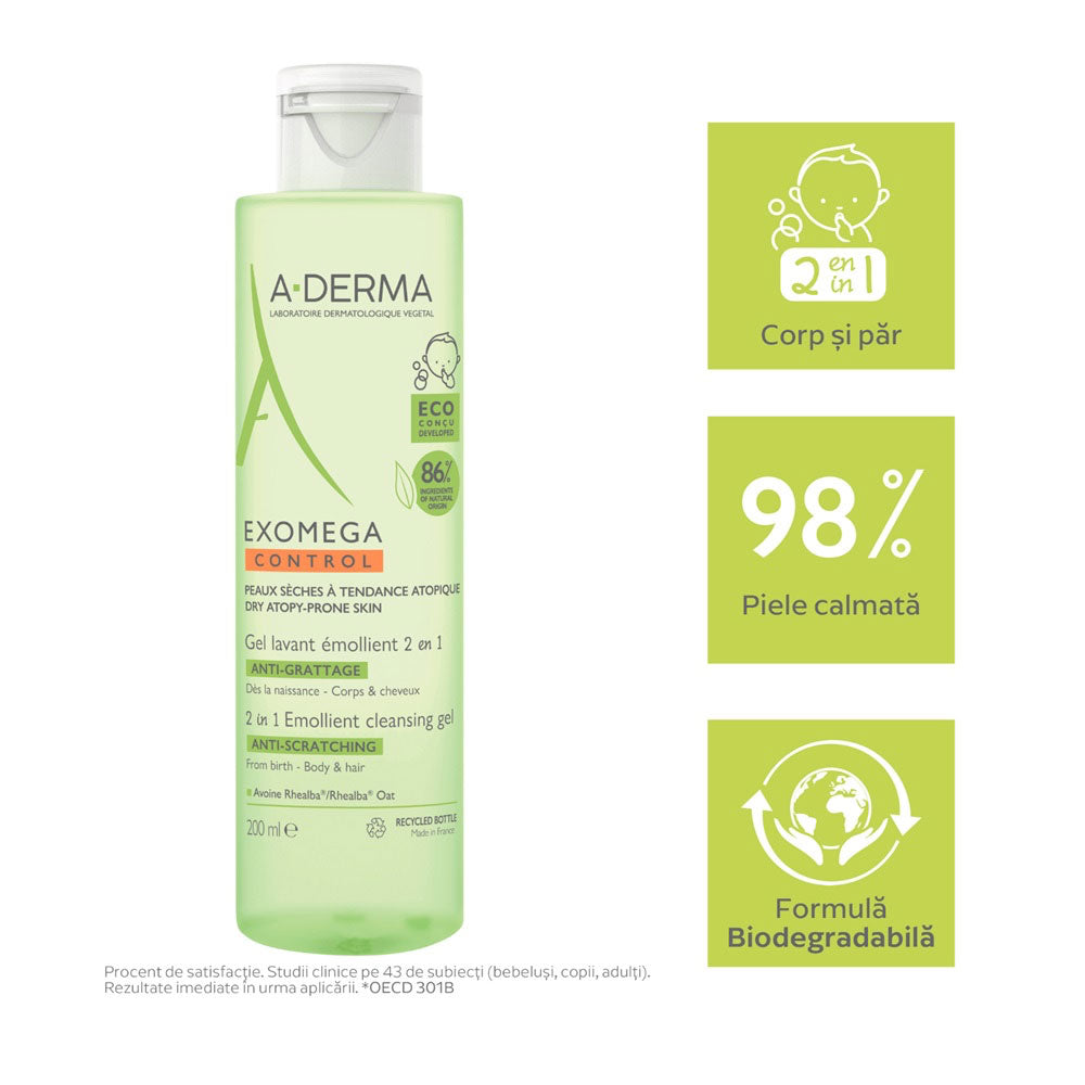 Gel spumant 2 in 1 Exomega Control, 500ml, A-Derma