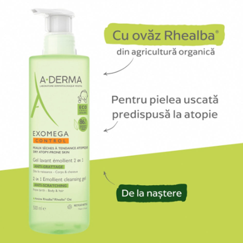 Gel spumant 2 in 1 Exomega Control, 500ml, A-Derma