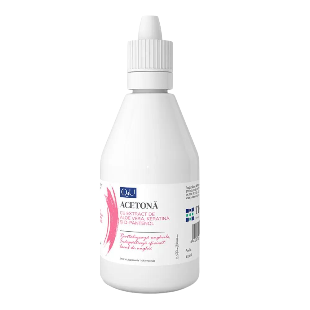 Acetona cu extract de Aloe Vera, keratina si D-panthenol Q4U, 60 ml, Tis Farmaceutic