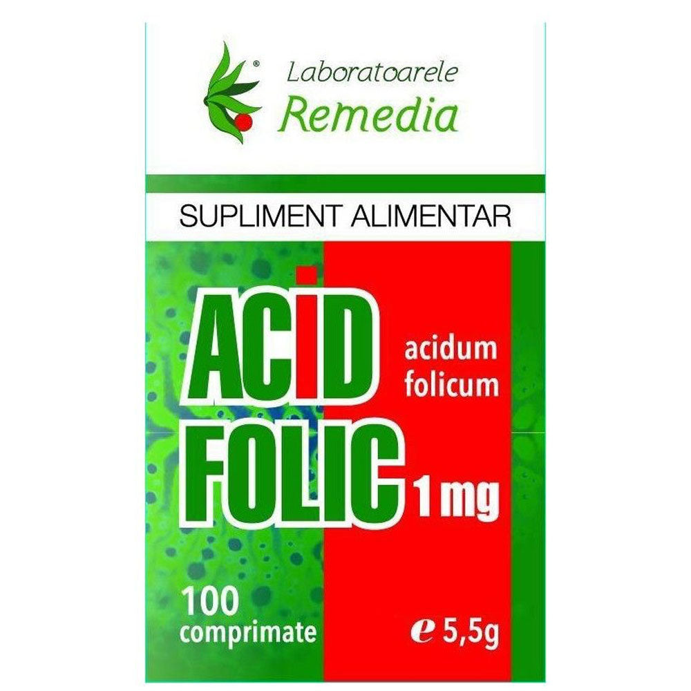 Acid Folic 1mg, 100 Comprimate, Laboratoarele Remedia