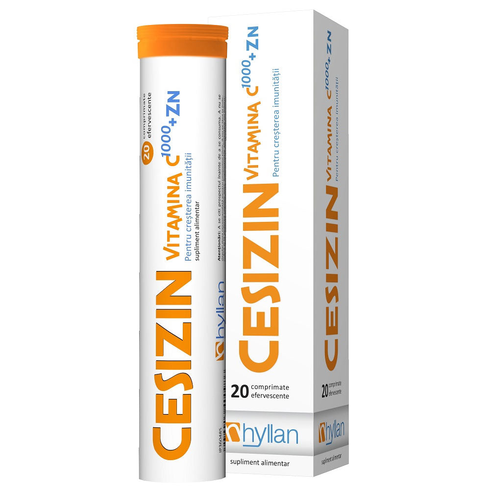 Cesizin, Vitamina C 1000mg + Zn, 20 Comprimate Efervescente, Hyllan