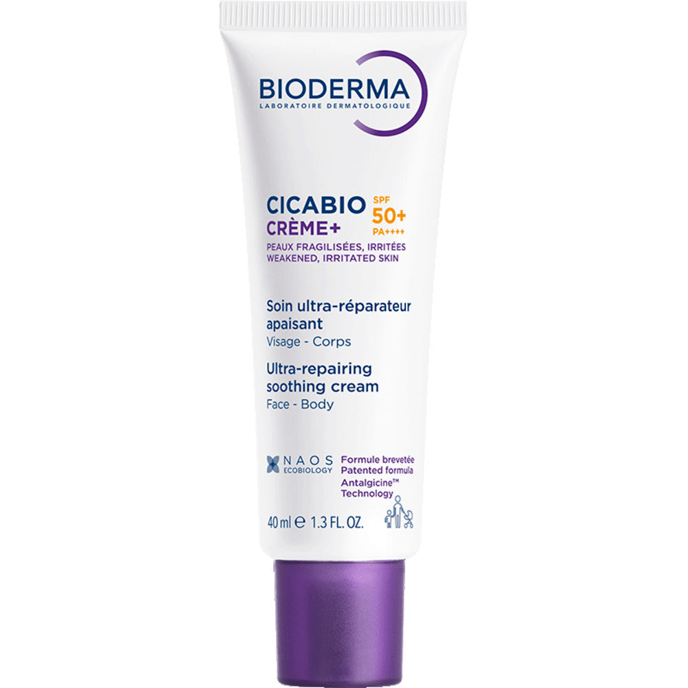 Crema reparatoare cu SPF50+ pentru fata si corp Cicabio Creme+, 40 ml, Bioderma